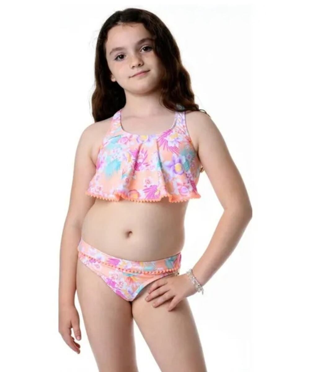 HOBIE Girls Bikini Top & Bottom Set Size 12 Pink Honolulu Honey NWT